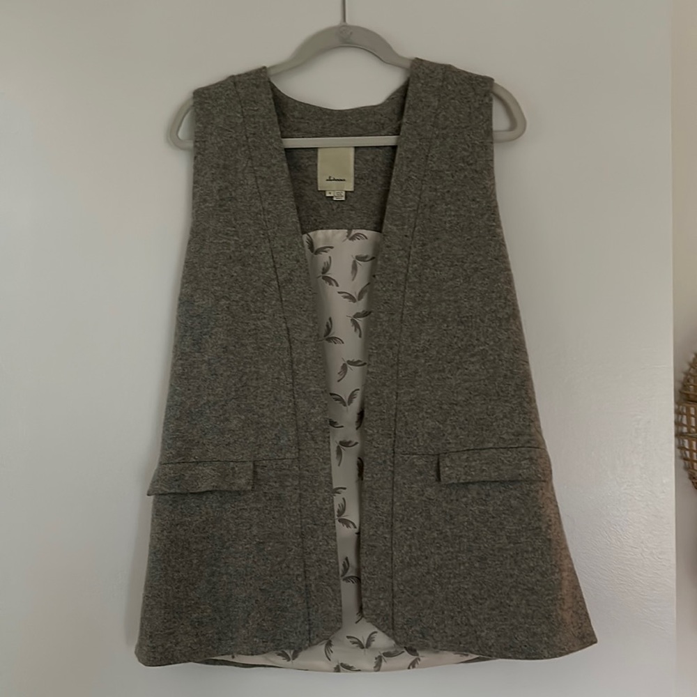 Anthropologie brand Elevenses grey wool vest